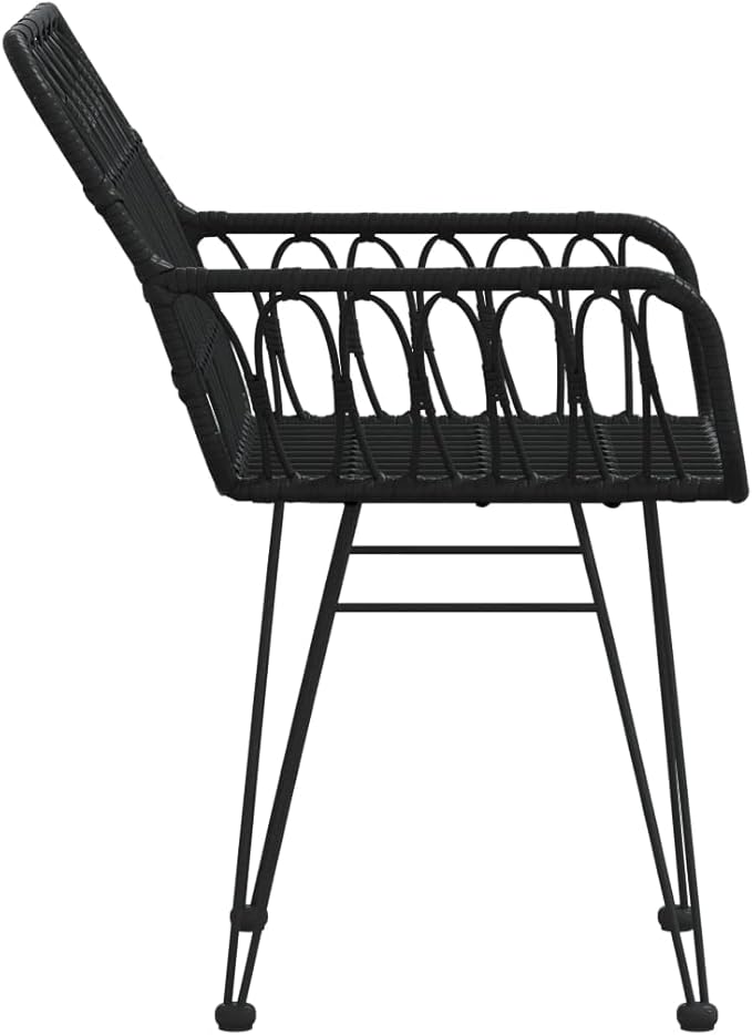 Patio Chairs 2 pcs with Armrest Black ,Coffee Chair,Study Chair,Armchair,Garden Chairs,Outdoor Chairs,Camping Chair,Beach Chair,for Deck, poolside,Camping,Beach,Campsite,22"x25.2"x31.5" PE Rattan