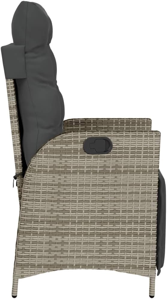 Reclining Patio Chairs 2 pcs with Footrest Gray Poly Rattan Porch Chairs Camping Chairs Patio Chairs Living Room Chairs for Dining Patio Bedroom Outdoor