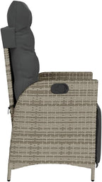 Reclining Patio Chairs 2 pcs with Footrest Gray Poly Rattan Porch Chairs Camping Chairs Patio Chairs Living Room Chairs for Dining Patio Bedroom Outdoor
