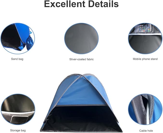 Small Pop-up Head Tent Portable Beach Shade with Two Sand Bags, Mini Beach Tent Pet Shade for Dogs/Cats