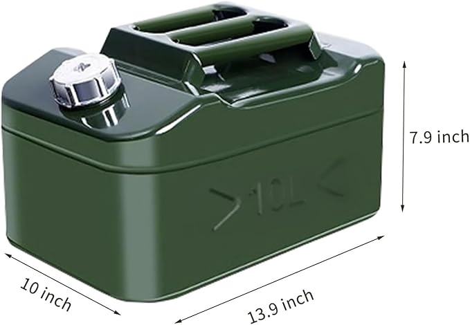 2.5 Gallons Metal Water Can 10liters Stackable Container, Portable Suitable for Outdoor Travel, Car Camping, Emergency Backup (Not For Drinking Water)