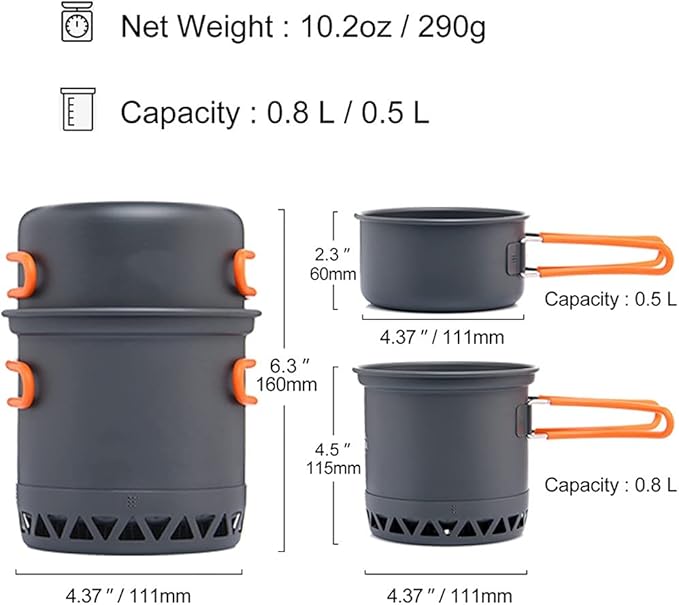 Camping Cookware Outdoor Cooking Set Heat Cooker Travel Tableware Tourist Kitchen Pot Utensil Equipment