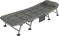 Oxford Cloth Camping Cot with Mattress, Durable Portable Folding Bed for Sleeping, 6-Position Folding Chaise Lounge Chair, Green