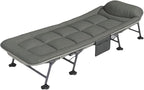Oxford Cloth Camping Cot with Mattress, Durable Portable Folding Bed for Sleeping, 6-Position Folding Chaise Lounge Chair, Green