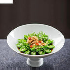 Camping Plates Ceramic Dinner Bowl Tableware Vegetable Plates High Feet Fruit Salad Bowls Soup Basin Restaurant Snack Desserts Tray Decorative Plate