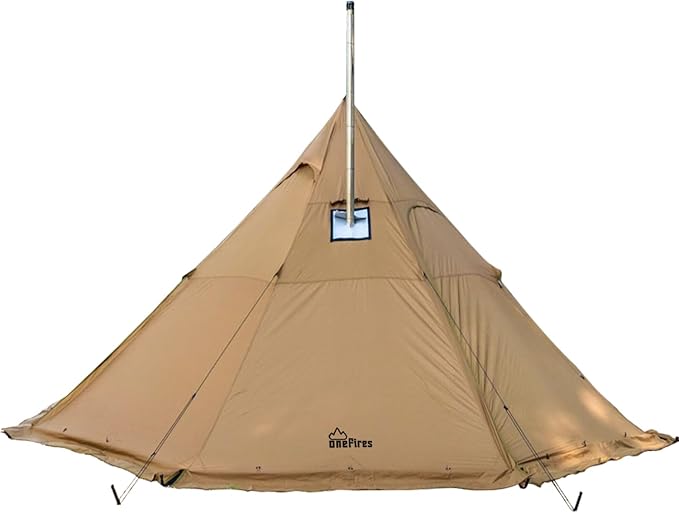 Hot Tent with Stove Jack Onefires Large Teepee Tent for Outdoor Family Camping 4-8 Person | with Stove Jack, Large, for Family Camping