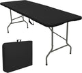 Folding Tables with Carrying Handle Lightweight Rectangular Portable Plastic Camping Table Steel Legs for Party, Dining, Wedding, Events, Picnic Indoor, Outdoor (5FT, Black)
