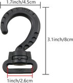 ZZLZX 6PCS Plastic Swivel Tent Hooks 1-inch Inner Diameter Multi Functional Backpack Hooks Webbing Question Mark Buckles for Handbags Purses Outdoor Camping and Mountaineering Accessories