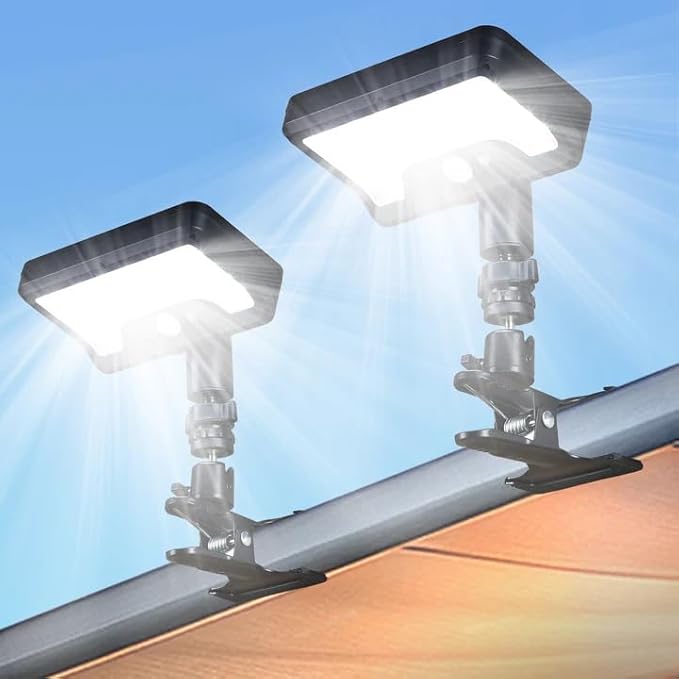 Clip on Solar RV Lights Exterior, 600LM RV Outdoor Lights with Motion Sensor, USB & Solar Dual Charging, 3000/5000/6000K Remote Control RV Porch Light for Camper, Motorhome, Trailer, Camping (2 Pack)