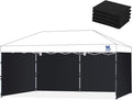10x20ft Canopy Sidewalls fit 10x20ft Pop Up Tent, Waterproof 99% UV Protection Privacy Enclosure for Outdoor Events and Party, Black (4Pcs Sidewalls Only, Frame and Top Not Included)