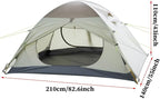 Backpacking Tent 2 Person/3 Person Waterproof Lightweight Double Layer Free-Standing Aluminum Pole Beach Canopy Tent for Outdoor Camping Hiking 4 Season Tent (Color : A, Size : 2 Person)