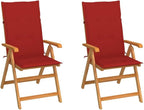 Patio Chairs 2 pcs,Outdoor Folding Chair,Lounge Chair,Portable Camping Chair,Tanning Chairs for Outside,Garden Chair,for Outdoor Patio, Campsite, or Yard, with Red Cushions Solid Teak Wood