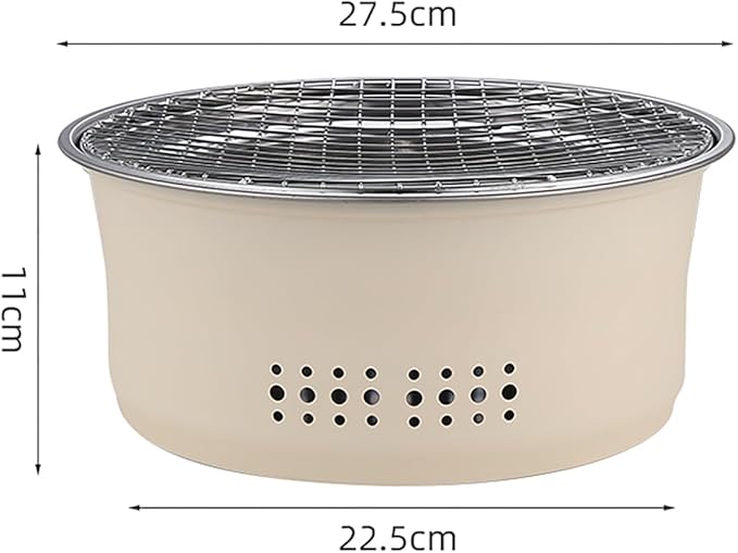 SANQIAHOME Stainless Steel Charcoal Portable Barbecue Grill, 10.5 Inches Non-Stick,Round,Barbecue or Hot Pot, Boiling Water,Charcoal Stove for Home Party Outdoor Camping