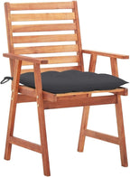 Patio Dining Chairs ,Bistro Chair,Camping Chair,Armchair,Outdoor Chairs,Beach Chair,Fishing Chairs,Barbecue Chairs,for Deck, poolside,Camping,Beach,Campsite,2 pcs with Cushions Solid Acacia Wood