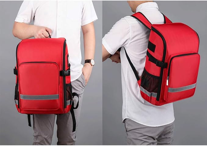 First Aid Kit Package Postpartum Visit Package, Community Care Backpack, Multifunctional Emergency Care Package for Home, Workplace, Travel, Camping, Hiking(Red)
