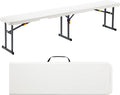 FanttikOutdoor 6ft Plastic Folding Bench with Safety Lock Carrying Handle, Portable Indoor Outdoor Bench for Party, Dining, Camping, Garden, Soccer Activities, No Assembly, 1 Pack, White Zeta I6 Pro