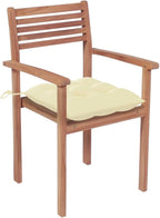 Patio Chairs ,Rattan Chair,Bistro Chair,Patio Funiture,Coffee Chair,Camp Chair,Coffee Chair,Armchair,for Dining Room,Living Room,Study Room,Garden,4 pcs with Cream White Cushions Solid Teak Wood