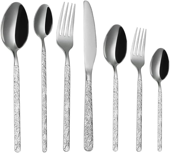 Stainless Steel Cutlery Sets Flatware Sets 7-Piece Set of 14 Sticks Knife Fork Spoon Mixed Cutlery Sets Steak Cutlery Camping Travel Tableware Dinnerw