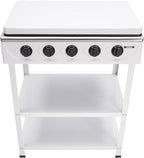 Natural Gas Stove, 12.5KW 5-Burner Camping Stove with 5 Fire Adjustment Knobs and 2 Tiers Storage Rack, Portable Gas Cooktop Outdoor Cooking Tool for Camping Fishing Travel, White