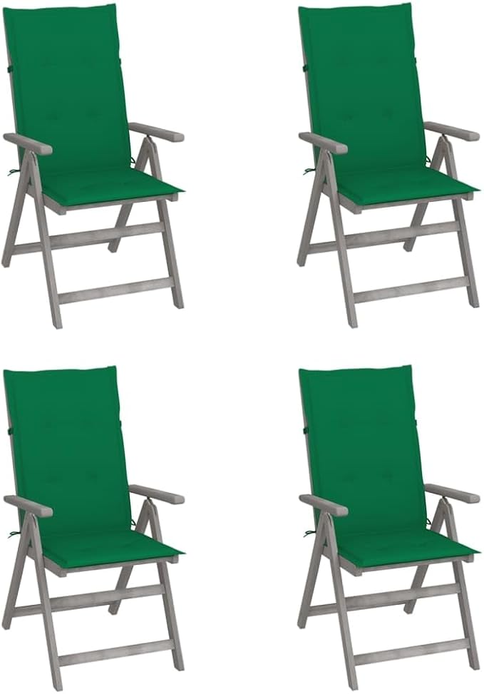 Patio Reclining Chairs,Camp Chair,Barbecue Chairs,Fishing Chairs,Bistro Chair,Coffee Chair,Patio Funiture,for Dining Room,Living Room,Study Room,Garden,4 pcs with Cushions Solid Acacia Wood