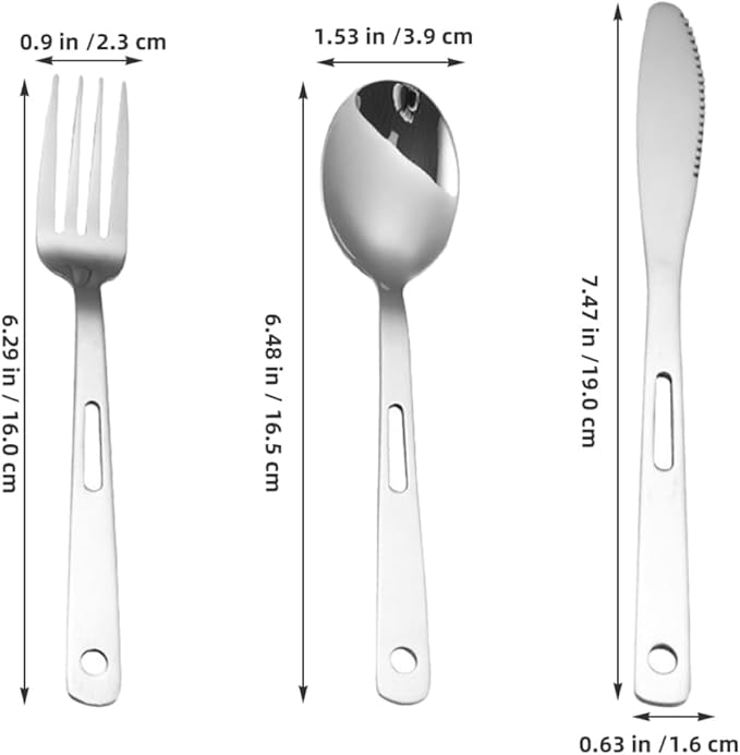 Yardwe 3sets Portable Stainless Steel Camping Cutlery Outdoor Tableware for Picnic Travel Rv Use Compact Design Easy to Clean Modern Lightweight