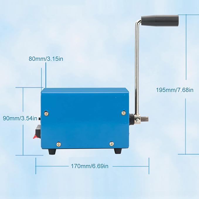 Household Outdoor Portable Manual Hand Crank Generator, 20W High Power Dynamo USB Charger for Travel Camping Hiking (Blue)