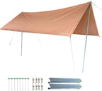 DANCHEL OUTDOOR Waterproof Bell Tent Awning, 4 Season Camping Tarp – Portable Canopy Cover with Poles, Lightweight Glamping Accessories, Rectangle
