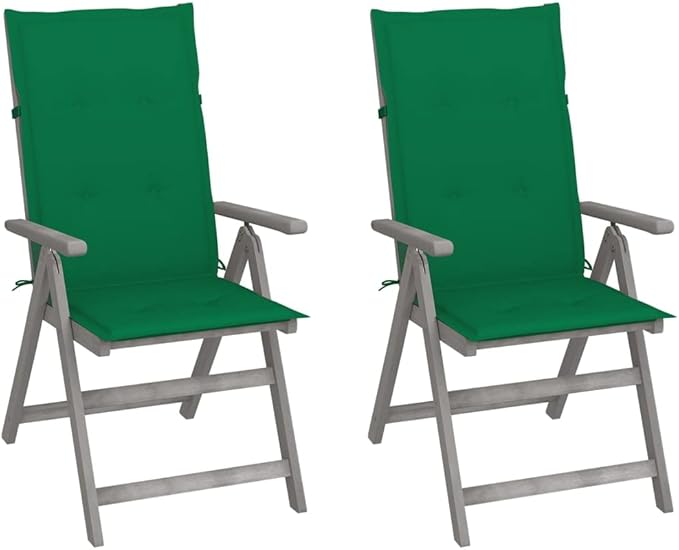 Patio Reclining Chairs,Camp Chair,Barbecue Chairs,Fishing Chairs,Bistro Chair,Coffee Chair,Patio Funiture,for Dining Room,Living Room,Study Room,Garden,2 pcs with Cushions Solid Acacia Wood