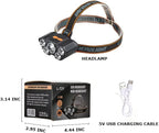 Rechargable Headlamp, Led Head Lamp with 4 Modes, Waterproof Head Lights For Forehead, Hard Hat Light, Adjustable Head Flashlight For Adults, Bright Coast Headlamp for Outdoor Camping, Hiking, Running