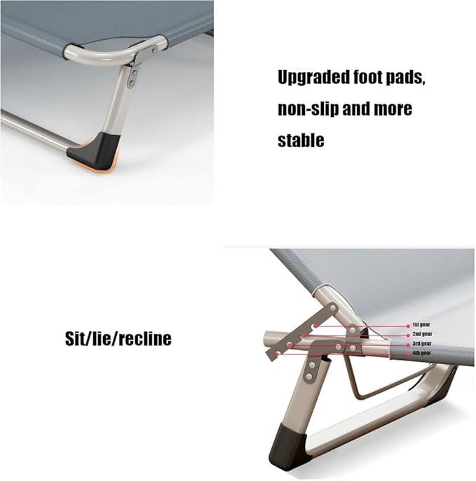 Folding Camping Cot Portable, Wide Folding Office Nap Multi-Speed Adjustment Suitable for Home, Camping and Travel