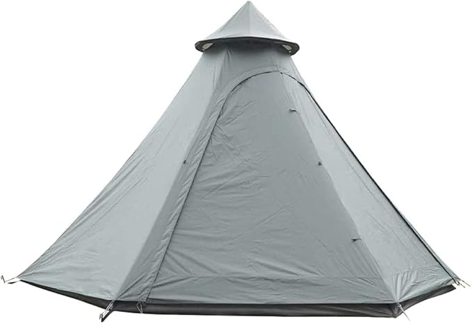 Waterproof Camping Pyramid Teepee Tent Adult Tent Waterproof Double Layers Indian Tent Yurt Tent Tower Post Bell Tent for Outdoor Family Trip