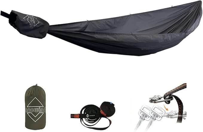 Onewind 11ft Ultralight Camping Hammock, Portable Hammock, 40D 1.7oz Nylon Ripstop with 2 * 12Ft Tree Straps for Camping Hiking Backpacking, 11' x 55" Dark Grey