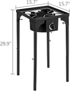 Outdoor Camp Stove High Pressure Propane Gas Cooker Portable Cast Iron Patio Cooking Burner with Removable Legs, Adjustable Heat Dial for Backyard BBQ, Baking and Stir Frying(Single Burner 75000-BTU)