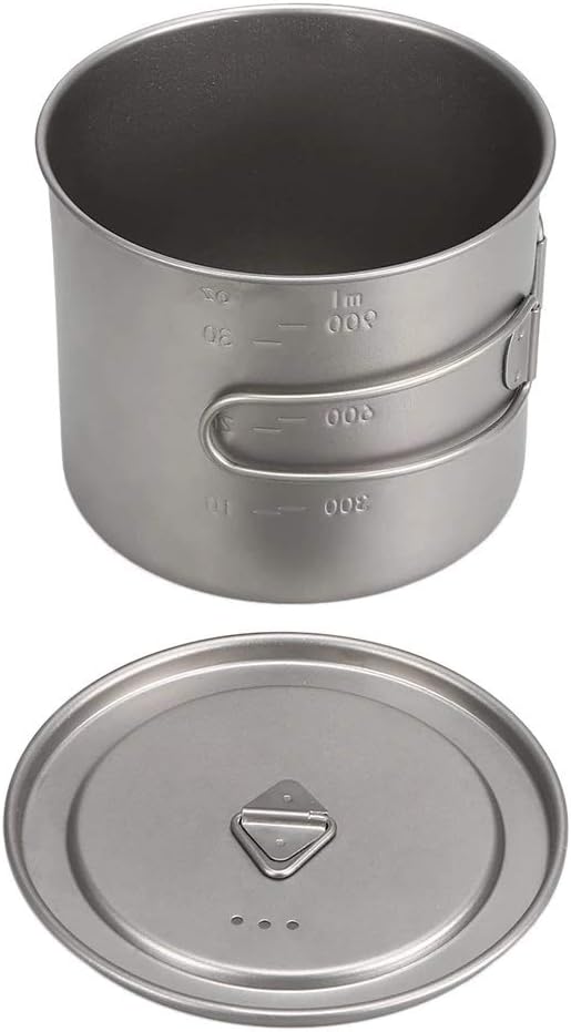 Titanium Camping Cookware Set Outdoor Wood Stove Outdoor Pot Folding Backpacking Camping Stove with 1100ml Pot Camping Tableware