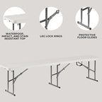 Plastic Folding Bench - Portable Bench Used for Indoor, Outdoor, Picnic, Party, Camping, Dining Seat, Garden Soccer Multipurpose Entertaining Activities, White (1, White, 6 Feet)