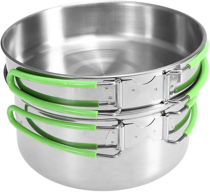 Camping Cookware Camping Cookware Mess Kit Backpacking Hiking Picnic Outdoor Cooking Pot and Pan Set Cookset Tableware Cutlery Utensil Set