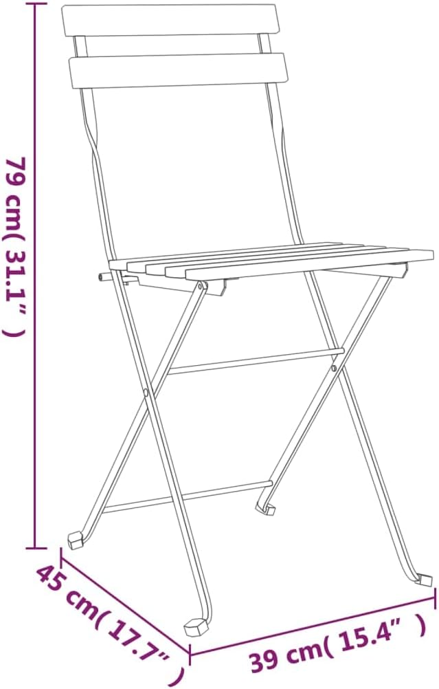 Folding Bistro Chairs 4 pcs,Outdoor Chairs,Garden Chair,Kitchen Chairs,Camping Chair,Leisure Chair,Decorative Chair,Conversation Chair,for Patio,Balcony,Party,Solid Wood Teak and Steel