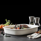 Camping Plates Serving Tray Large Tray Steak Plate White Ceramic Rectangular Baking Dish Bowl Home Baking Oven Dish Restaurant Tableware Decorative Plate