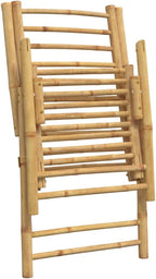 Folding Patio Reclining Chairs 2 pcs with Cushions Bamboo Lounge Chair Camping Chair Lawn Chairs Living Room Chairs for Bedroom Patio Outdoor Dining
