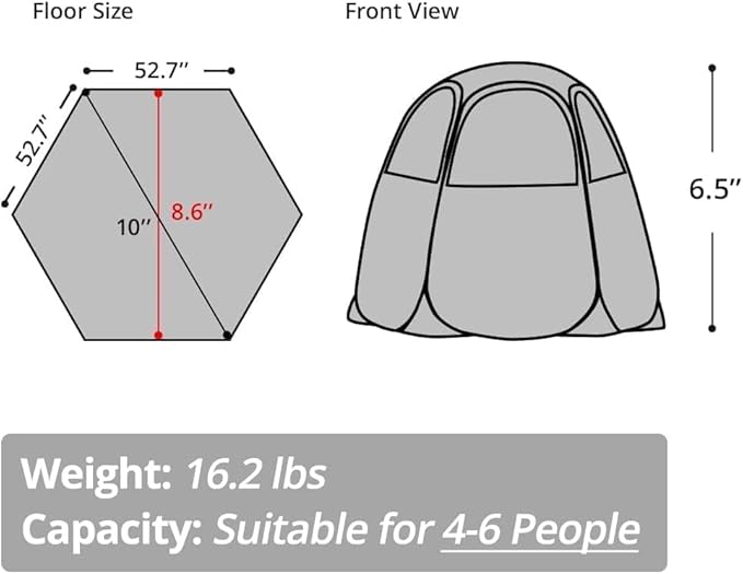 Alvantor Pop Up Screen House Gazebo with Mosquito Netting, Instant UV Resistant Sun Shelter for Patio & Backyard, Portable Canopy Tent for 2-10 Person