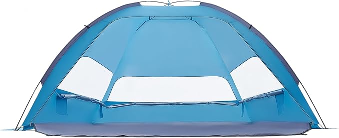 VEVOR Beach Tent Sun Shelter for 6 Person, UPF 50+ Protection, Portable Sun Shade Beach with Carrying Bag & Sand Pockets, Lightweight and Easy Setup Beach Umbrella for Camping Fishing Outdoor Picnic