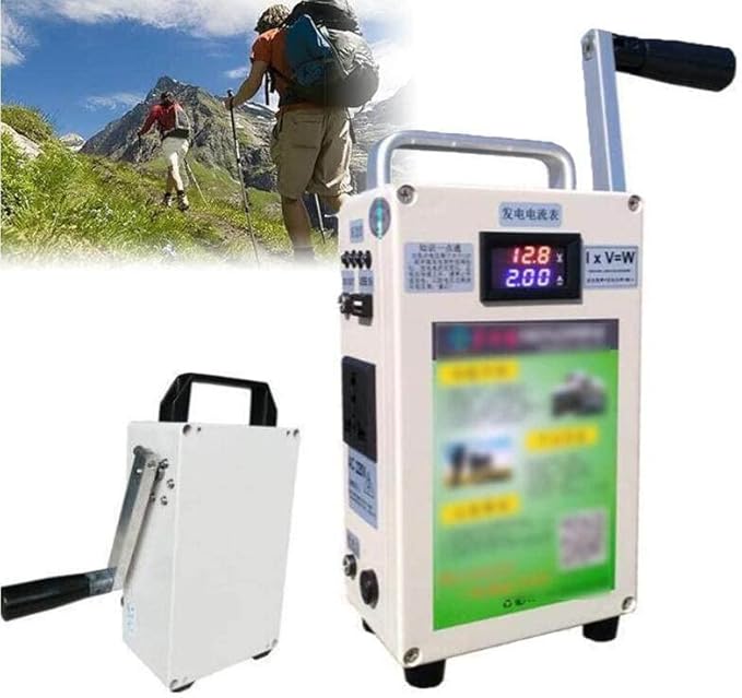 Outdoor Generator Portable Hand Crank Generator,110v 220v 150W 15000mAh Small Hand Crank Generator,Portable Power Supply,for Emergency,Camping,Sudden Power Outages,220V