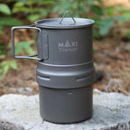Maxi Titanium Moka Pot – Lightweight Grade 1 Titanium Stovetop Coffee Maker for Camping & Outdoor Use