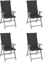 Patio Reclining Chairs,Camp Chair,Barbecue Chairs,Fishing Chairs,Bistro Chair,Coffee Chair,Patio Funiture,for Dining Room,Living Room,Study Room,Garden, 4 pcs with Cushions Solid Acacia Wood