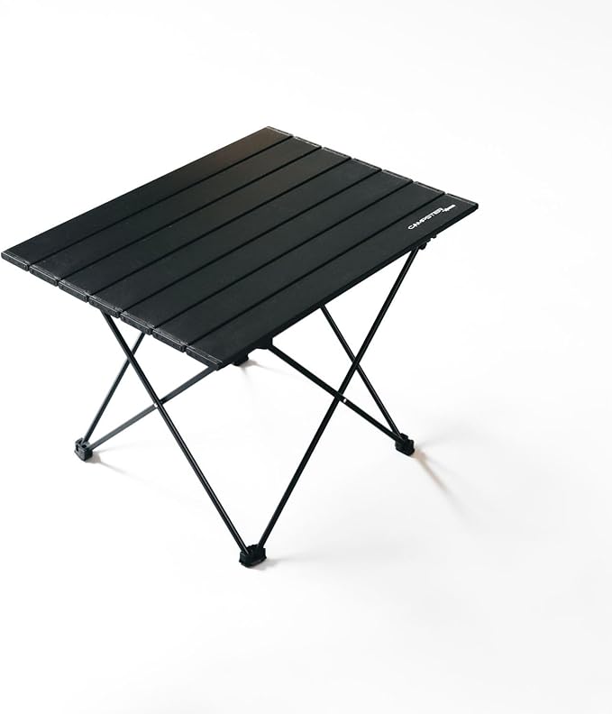 Campster Folding Camping Table - Lightweight and Sturdy Foldable Table for Outdoor Adventures, BBQ, and Picnics - Portable Reinforced Hinged Design with Anti-Slip Leg Caps - Black