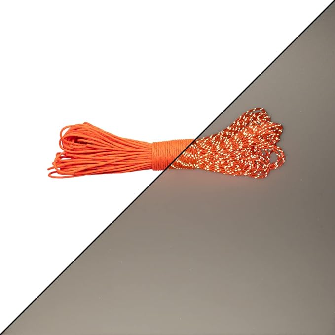 Paracord Planet – Fluorescent 1.75mm Reflective Guyline 95 Paracord Tent Rope Camping Parachute Cord – Neon Orange – 65ft