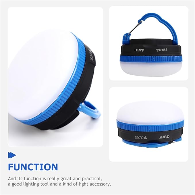 Luxshiny Portable Blue LED Camping Lantern with Hook Battery Operated Tent Light for Outdoor Hiking Fishing Emergency and Backpacking Lightweight and Easy to Hang