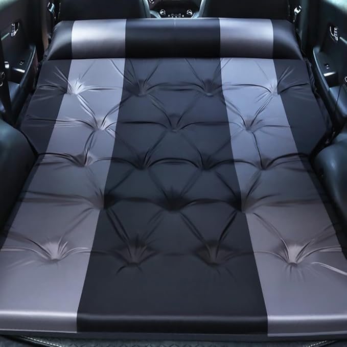 Self-Inflating Car Air Mattress for Kia EV9 2024-2025 SUV 7-Seater, 5cm Thick Portable Foldable Double/Single Bed for Camping Travel,Polyester Fabric BlackGray