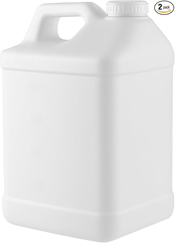kitchentoolz 1 Gallon Water Jug – Heavy-Duty HDPE Carboy for Automotive Used Oil & Liquid Storage – 10 Quart Mixing Container with Secure Lid – Made in USA - White - 2 Pack