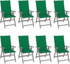 Patio Reclining Chairs with Cushions,Camp Chair,Barbecue Chairs,Fishing Chairs,Bistro Chair,Coffee Chair,Patio Funiture,for Dining Room,Living Room,Study Room,Garden,8 pcs Gray Acacia Wood